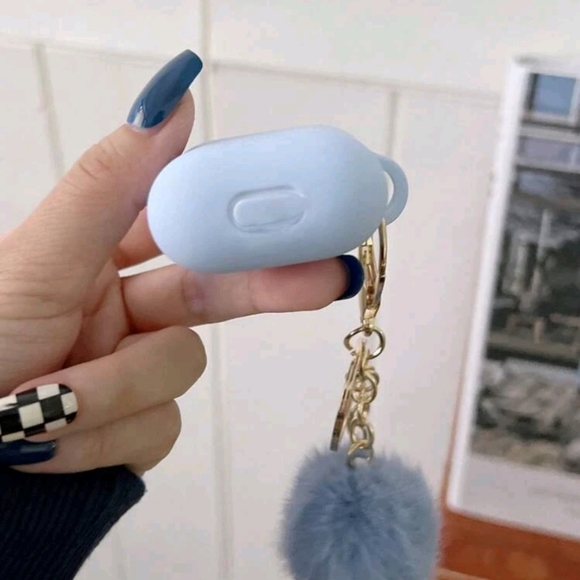 Fluffy Pom Pom Charm Case Compatible With AirPods Pro - Picture 4 of 7